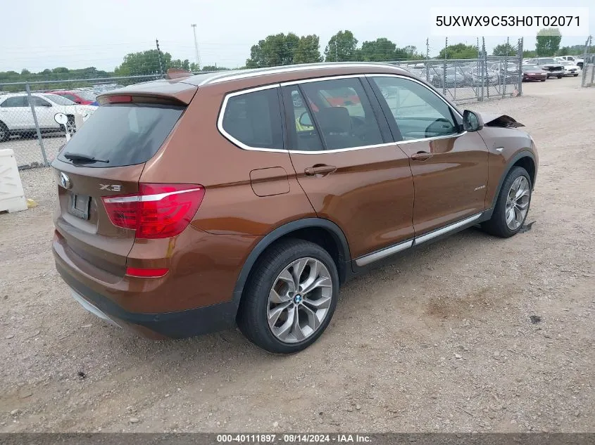 2017 BMW X3 xDrive28I VIN: 5UXWX9C53H0T02071 Lot: 40111897