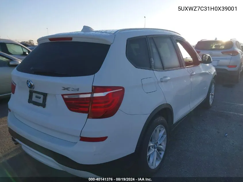 5UXWZ7C31H0X39001 2017 BMW X3 Sdrive28I