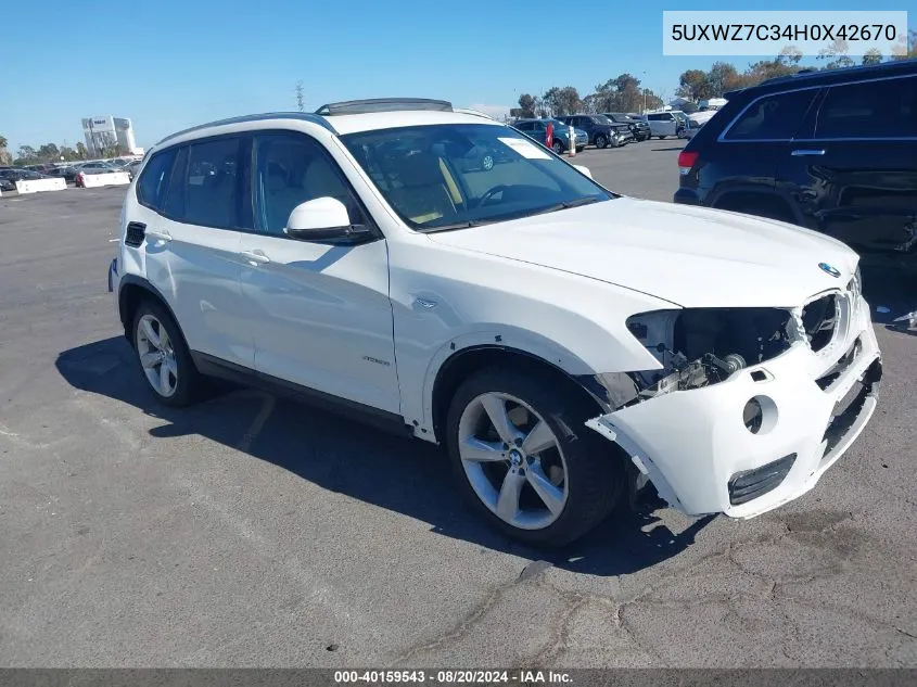 5UXWZ7C34H0X42670 2017 BMW X3 Sdrive28I