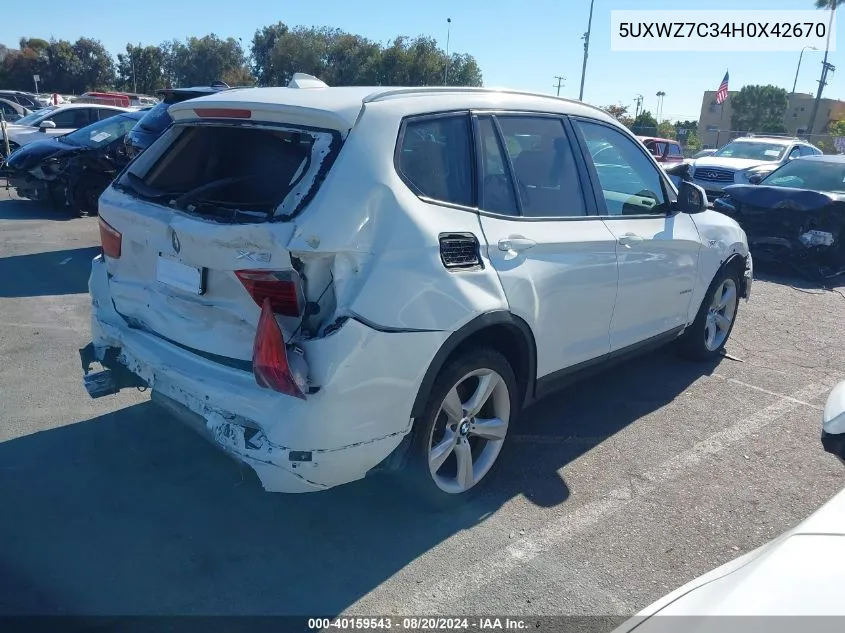 2017 BMW X3 Sdrive28I VIN: 5UXWZ7C34H0X42670 Lot: 40159543