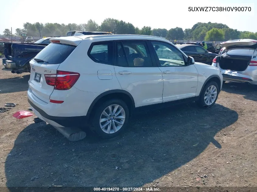 2017 BMW X3 Sdrive28I VIN: 5UXWZ7C38H0V90070 Lot: 40194270