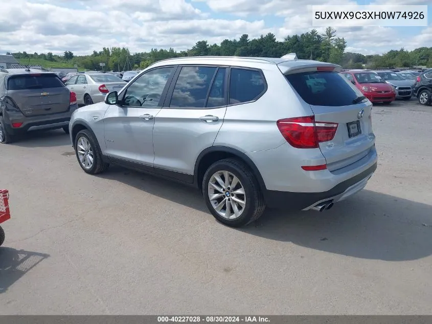 2017 BMW X3 xDrive28I VIN: 5UXWX9C3XH0W74926 Lot: 40227028