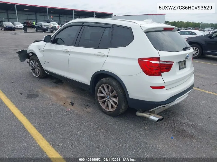 2017 BMW X3 Sdrive28I VIN: 5UXWZ7C36H0V93629 Lot: 40245052