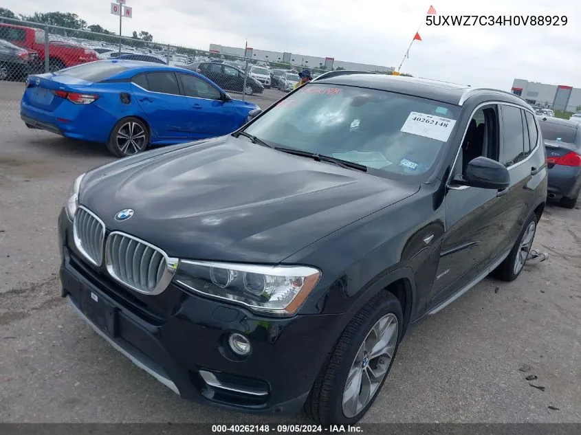 2017 BMW X3 Sdrive28I VIN: 5UXWZ7C34H0V88929 Lot: 40262148