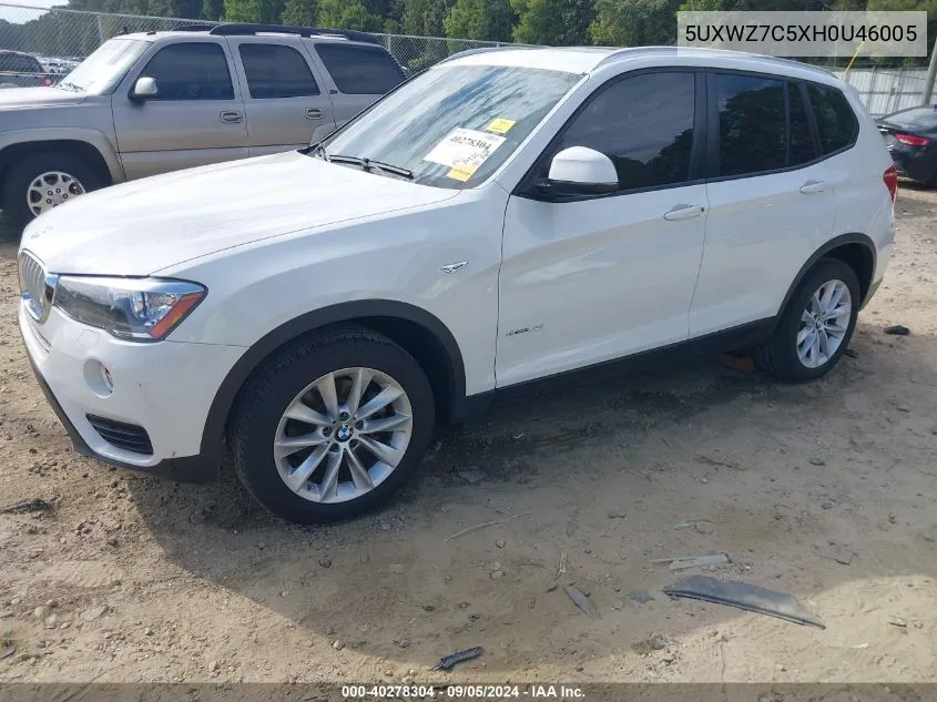 2017 BMW X3 Sdrive28I VIN: 5UXWZ7C5XH0U46005 Lot: 40278304