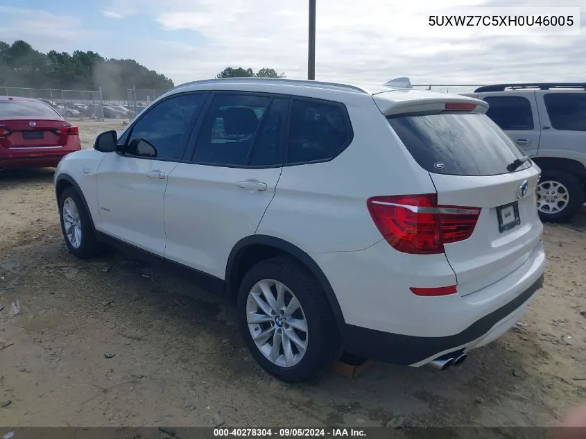 2017 BMW X3 Sdrive28I VIN: 5UXWZ7C5XH0U46005 Lot: 40278304