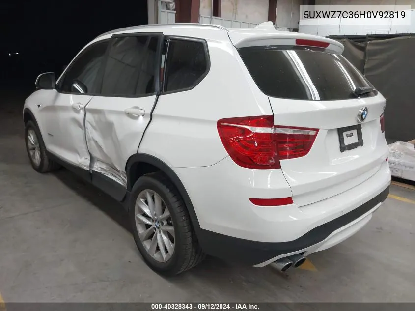 2017 BMW X3 Sdrive28I VIN: 5UXWZ7C36H0V92819 Lot: 40328343