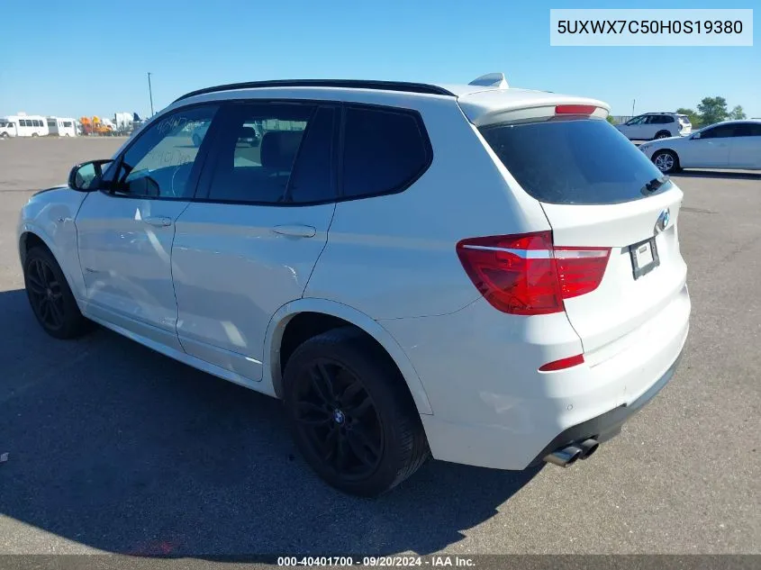 2017 BMW X3 xDrive35I VIN: 5UXWX7C50H0S19380 Lot: 40401700