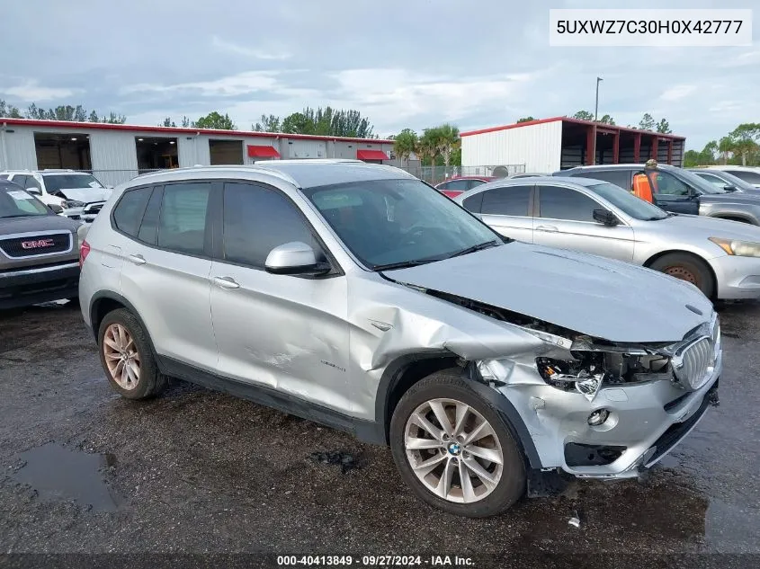 2017 BMW X3 Sdrive28I VIN: 5UXWZ7C30H0X42777 Lot: 40413849