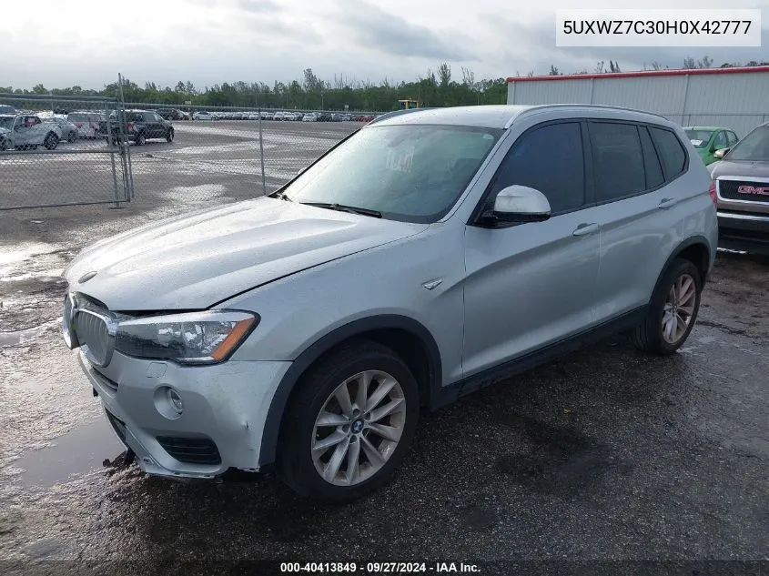 2017 BMW X3 Sdrive28I VIN: 5UXWZ7C30H0X42777 Lot: 40413849