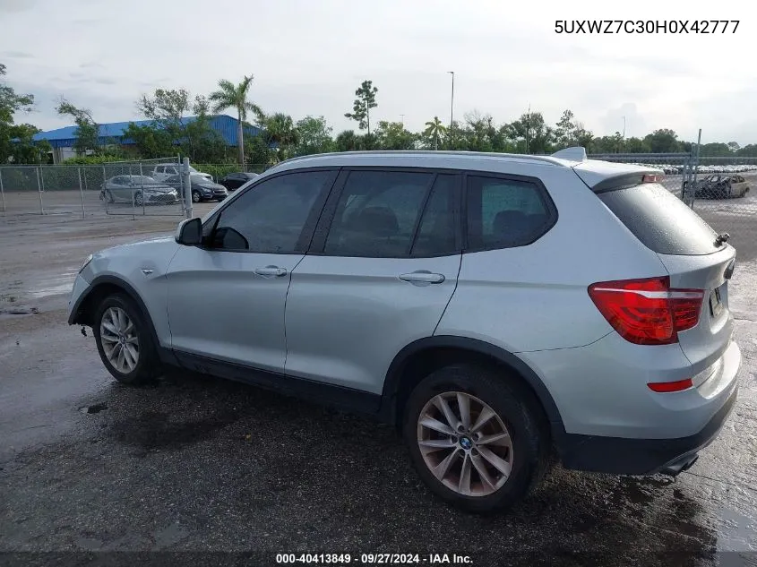 2017 BMW X3 Sdrive28I VIN: 5UXWZ7C30H0X42777 Lot: 40413849