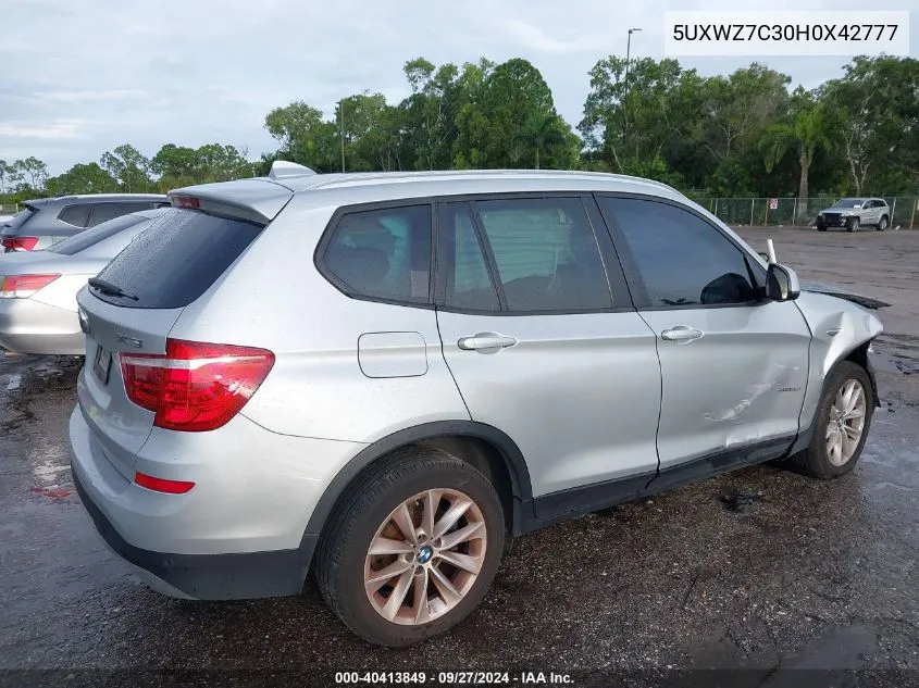 2017 BMW X3 Sdrive28I VIN: 5UXWZ7C30H0X42777 Lot: 40413849