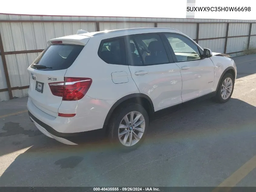 2017 BMW X3 xDrive28I VIN: 5UXWX9C35H0W66698 Lot: 40435555