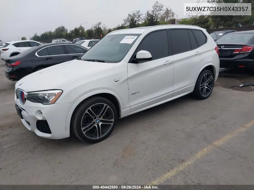 2017 BMW X3 Sdrive28I VIN: 5UXWZ7C35H0X43357 Lot: 40442580