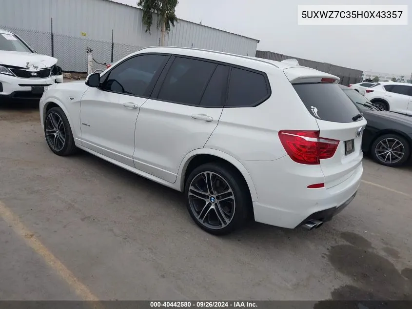 2017 BMW X3 Sdrive28I VIN: 5UXWZ7C35H0X43357 Lot: 40442580