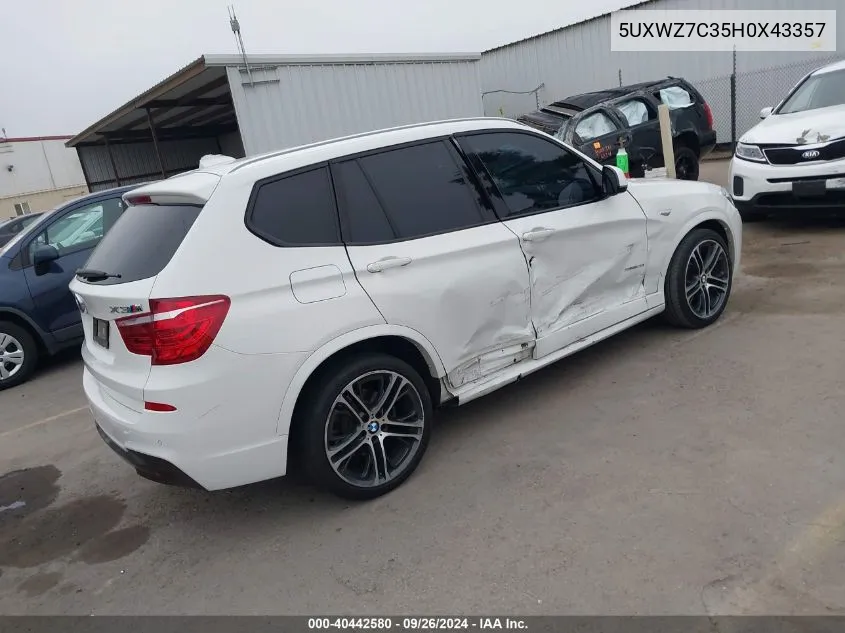 2017 BMW X3 Sdrive28I VIN: 5UXWZ7C35H0X43357 Lot: 40442580