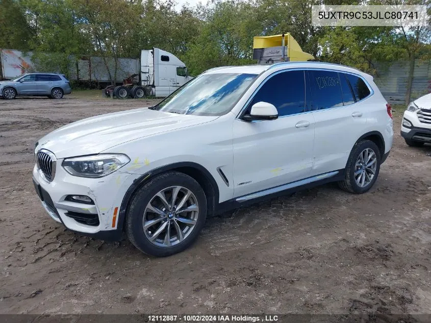 2018 BMW X3 VIN: 5UXTR9C53JLC80741 Lot: 12112887