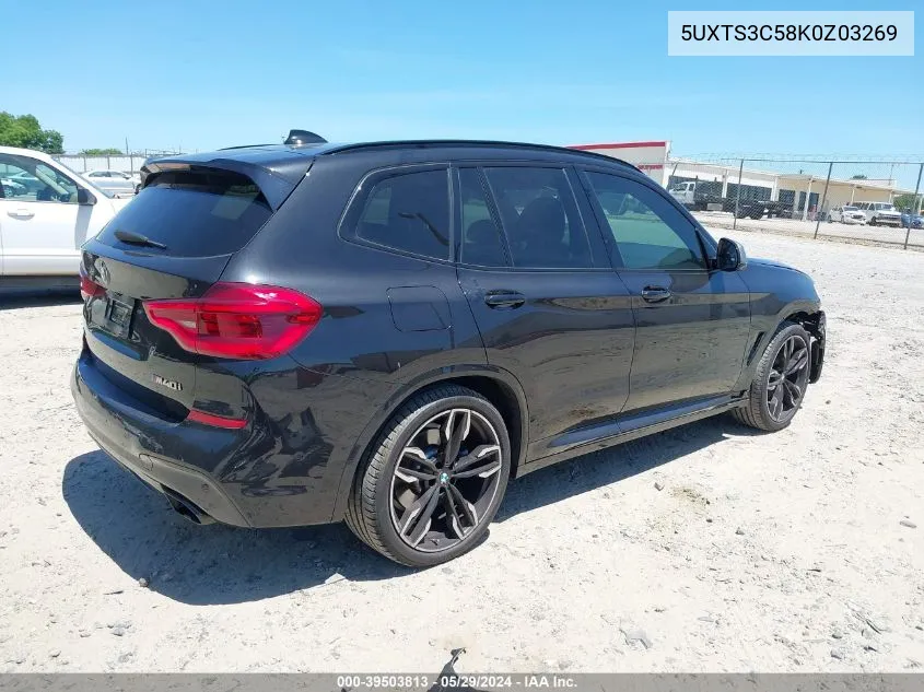 2019 BMW X3 M40I VIN: 5UXTS3C58K0Z03269 Lot: 39503813