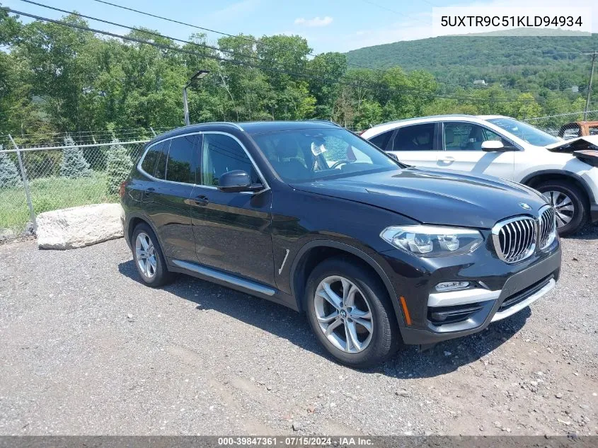 2019 BMW X3 xDrive30I VIN: 5UXTR9C51KLD94934 Lot: 39847361