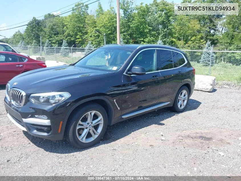 2019 BMW X3 xDrive30I VIN: 5UXTR9C51KLD94934 Lot: 39847361