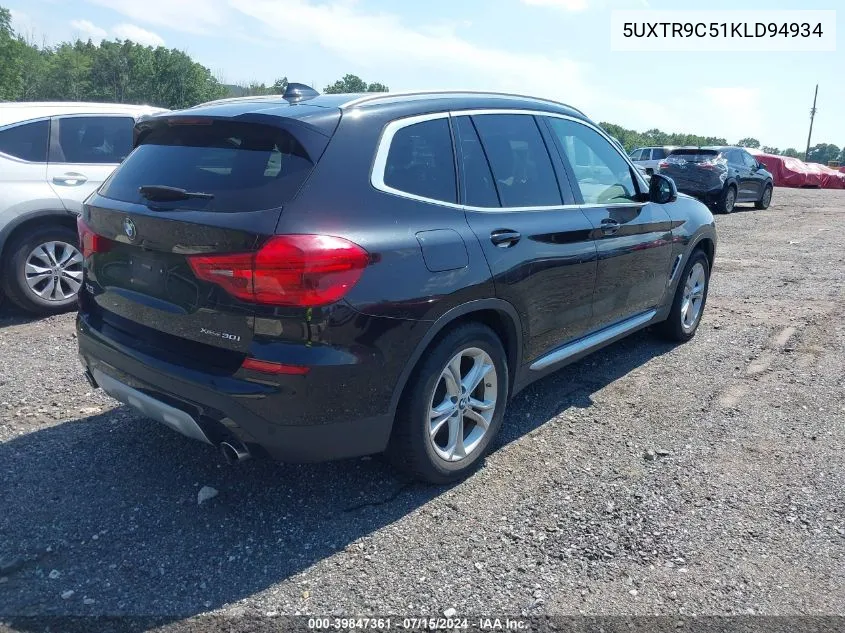 2019 BMW X3 xDrive30I VIN: 5UXTR9C51KLD94934 Lot: 39847361