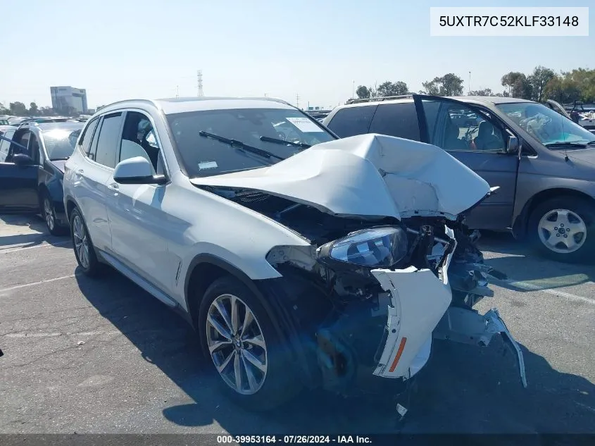 5UXTR7C52KLF33148 2019 BMW X3 Sdrive30I