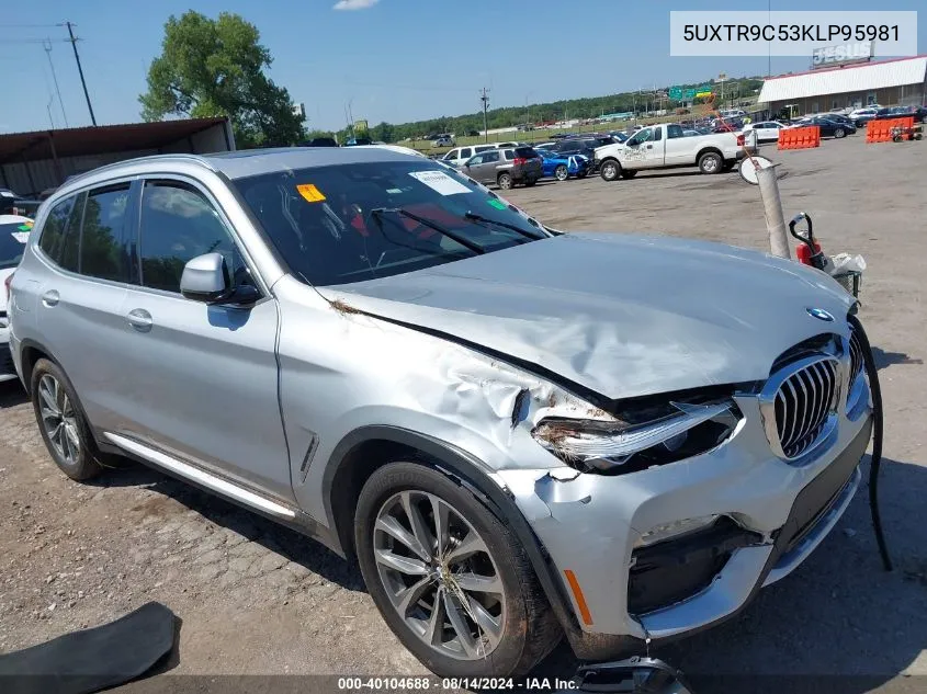 2019 BMW X3 xDrive30I VIN: 5UXTR9C53KLP95981 Lot: 40104688