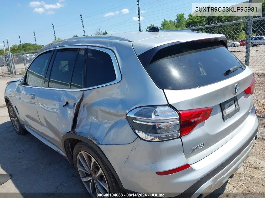 2019 BMW X3 xDrive30I VIN: 5UXTR9C53KLP95981 Lot: 40104688