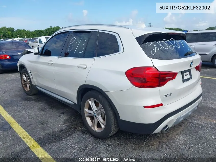 2019 BMW X3 Sdrive30I VIN: 5UXTR7C52KLF32002 Lot: 40153287