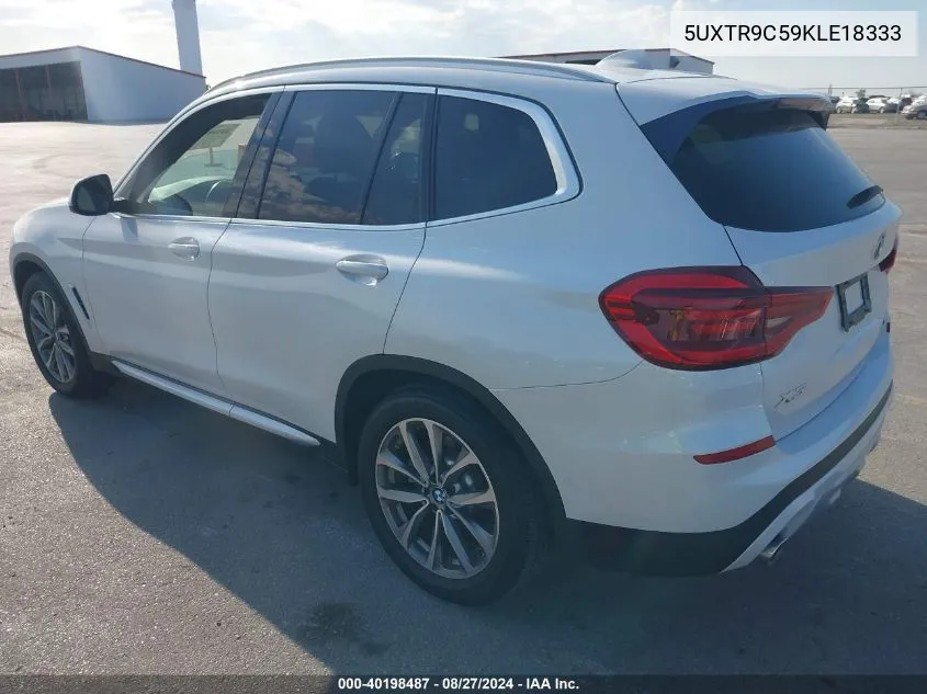 2019 BMW X3 xDrive30I VIN: 5UXTR9C59KLE18333 Lot: 40198487