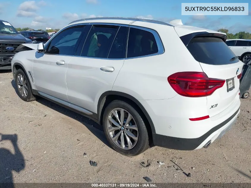 2019 BMW X3 xDrive30I VIN: 5UXTR9C55KLD96833 Lot: 40337131