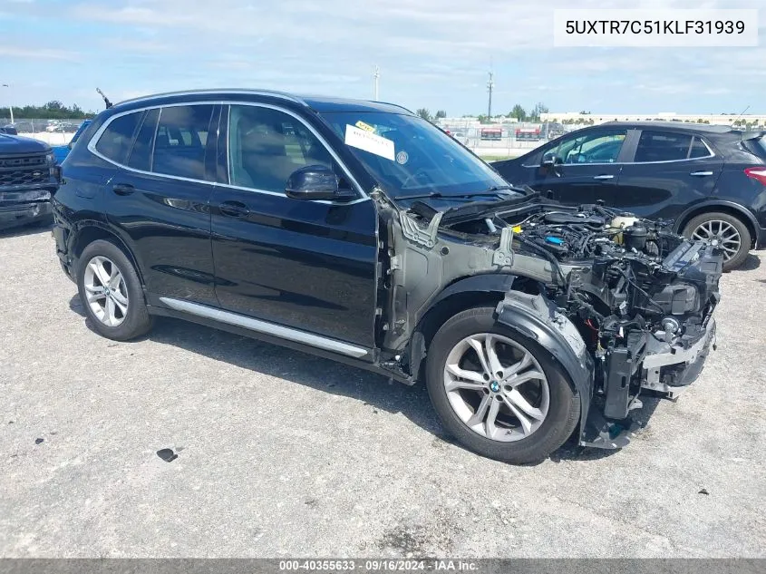 2019 BMW X3 Sdrive30I VIN: 5UXTR7C51KLF31939 Lot: 40355633