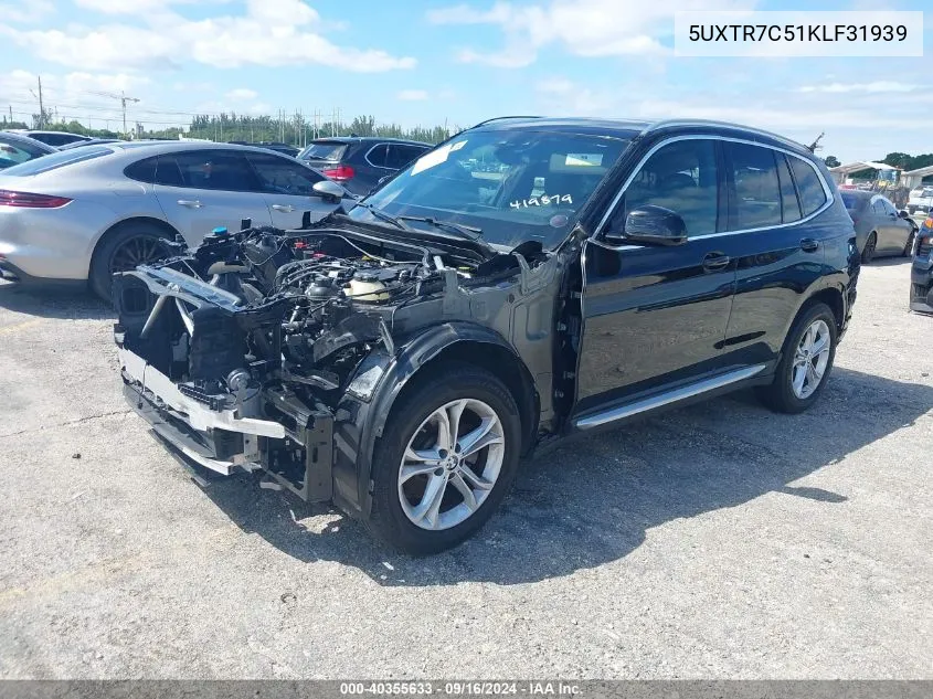 2019 BMW X3 Sdrive30I VIN: 5UXTR7C51KLF31939 Lot: 40355633