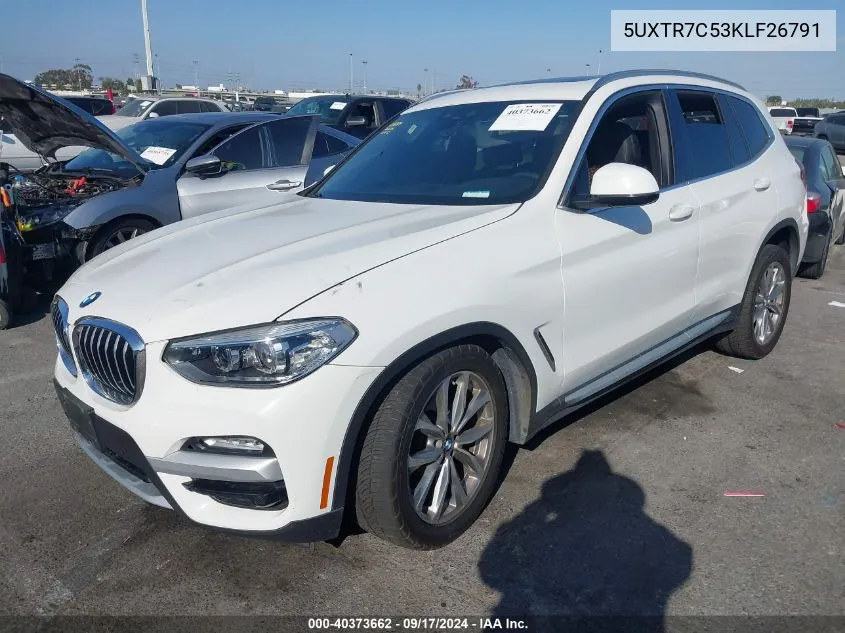 2019 BMW X3 Sdrive30I VIN: 5UXTR7C53KLF26791 Lot: 40373662