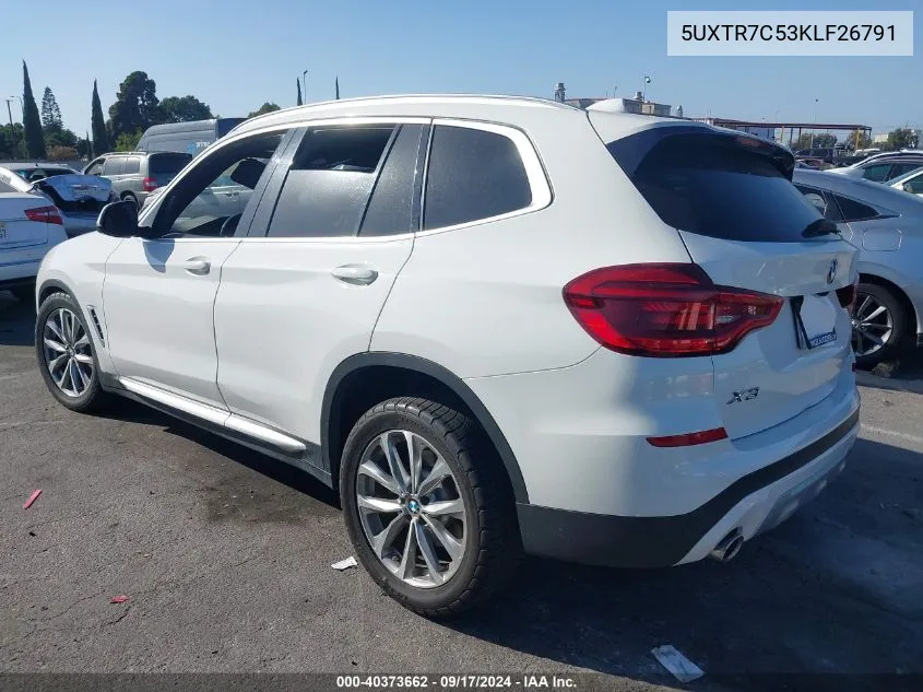 2019 BMW X3 Sdrive30I VIN: 5UXTR7C53KLF26791 Lot: 40373662