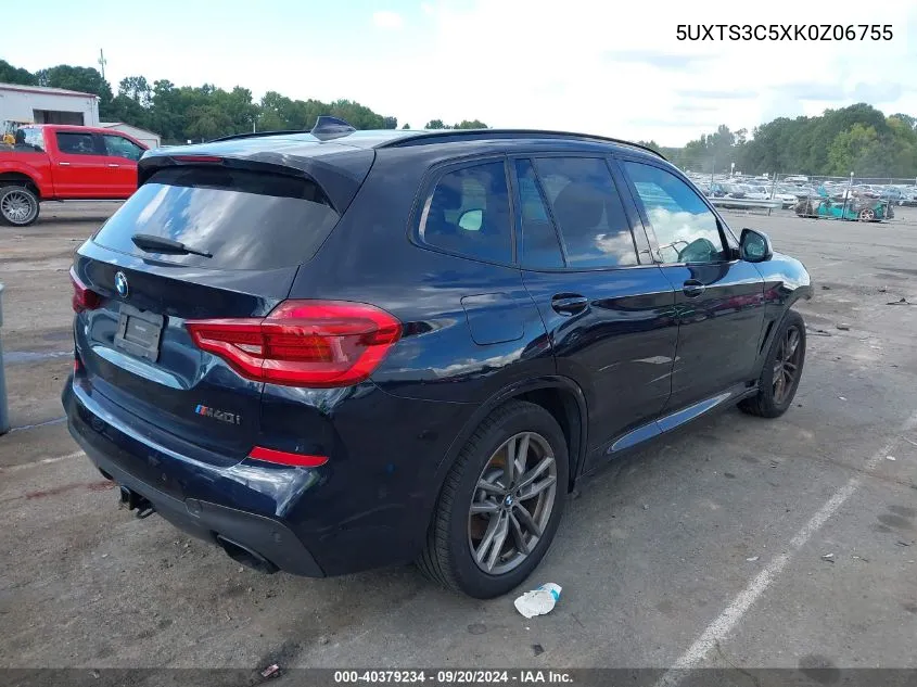 2019 BMW X3 M40I VIN: 5UXTS3C5XK0Z06755 Lot: 40379234