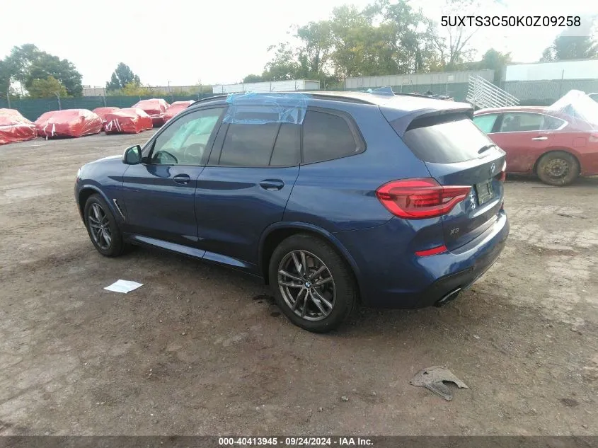 2019 BMW X3 M40I VIN: 5UXTS3C50K0Z09258 Lot: 40413945