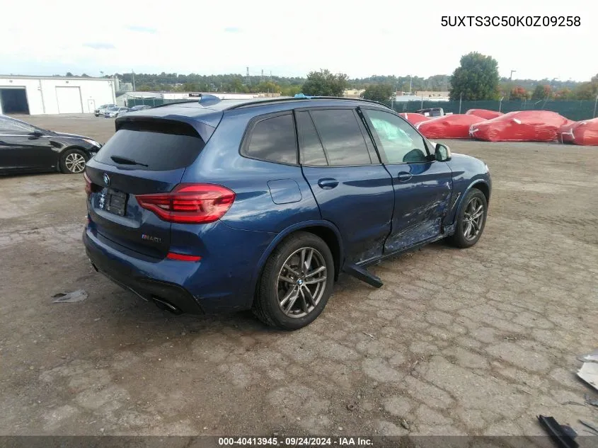 5UXTS3C50K0Z09258 2019 BMW X3 M40I