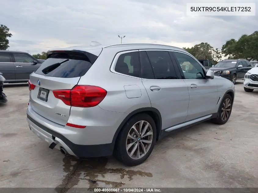 2019 BMW X3 xDrive30I VIN: 5UXTR9C54KLE17252 Lot: 40508667