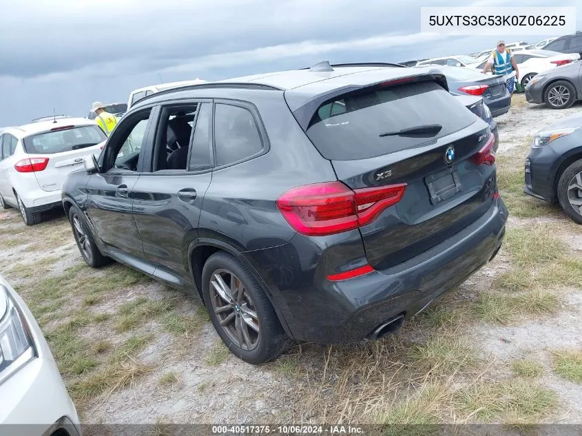 2019 BMW X3 M40I VIN: 5UXTS3C53K0Z06225 Lot: 40517375