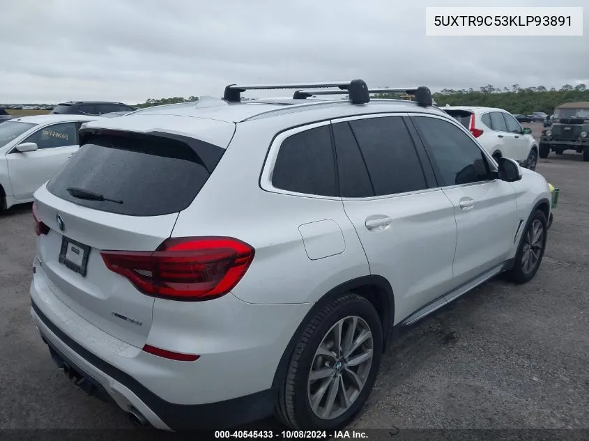 2019 BMW X3 xDrive30I VIN: 5UXTR9C53KLP93891 Lot: 40545433