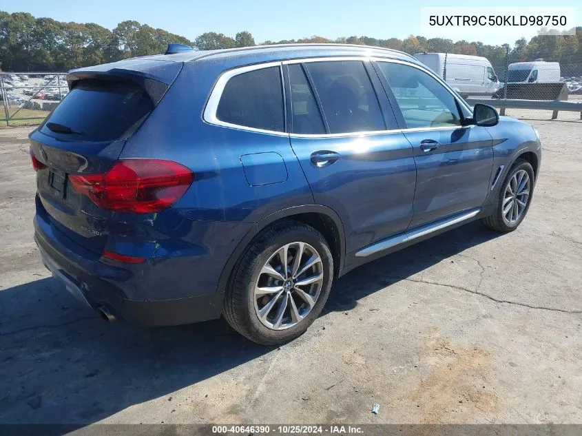 2019 BMW X3 xDrive30I VIN: 5UXTR9C50KLD98750 Lot: 40646390