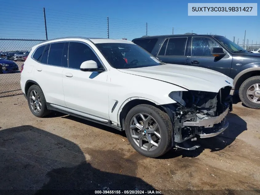 2020 BMW X3 Sdrive30I VIN: 5UXTY3C03L9B31427 Lot: 39455155