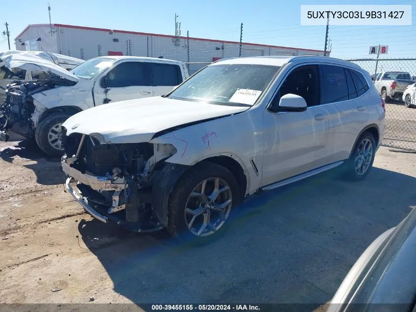 2020 BMW X3 Sdrive30I VIN: 5UXTY3C03L9B31427 Lot: 39455155