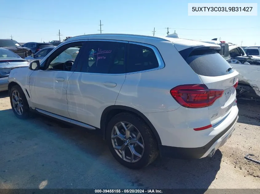 2020 BMW X3 Sdrive30I VIN: 5UXTY3C03L9B31427 Lot: 39455155