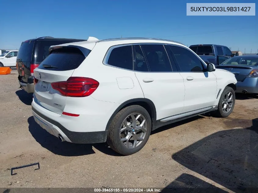 2020 BMW X3 Sdrive30I VIN: 5UXTY3C03L9B31427 Lot: 39455155