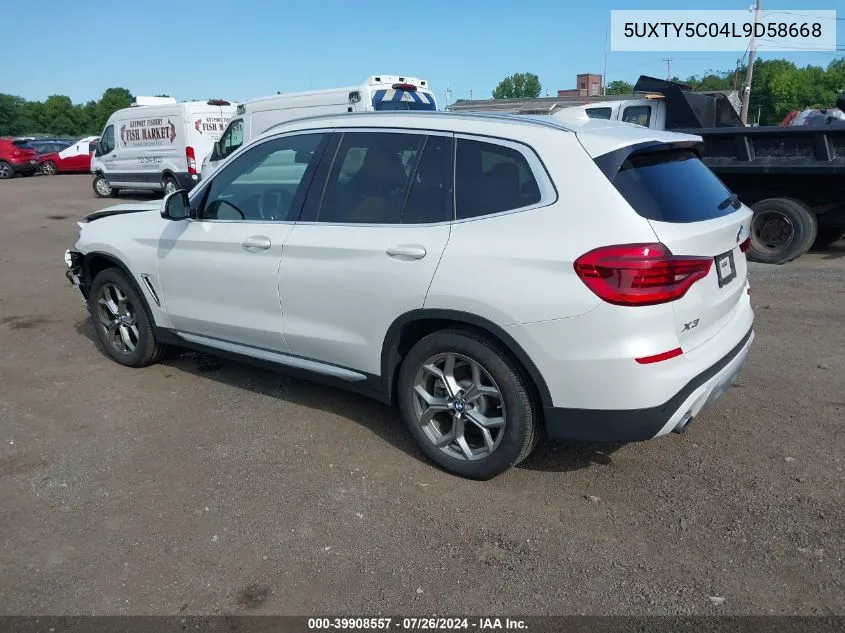 2020 BMW X3 xDrive30I VIN: 5UXTY5C04L9D58668 Lot: 39908557