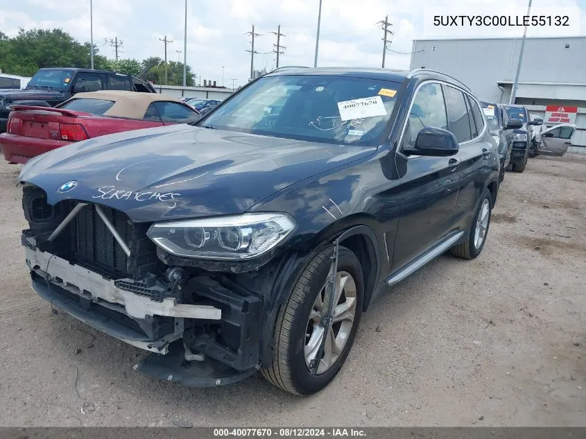 2020 BMW X3 Sdrive30I VIN: 5UXTY3C00LLE55132 Lot: 40077670