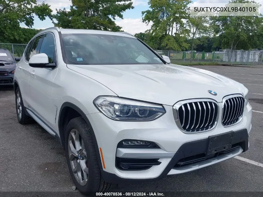 2020 BMW X3 xDrive30I VIN: 5UXTY5C0XL9B40105 Lot: 40078536