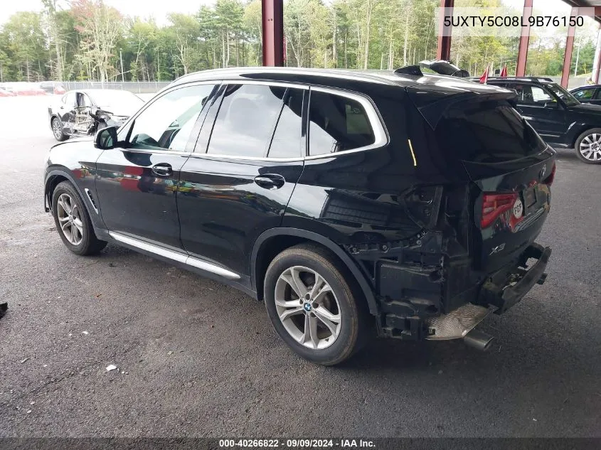 2020 BMW X3 xDrive30I VIN: 5UXTY5C08L9B76150 Lot: 40266822